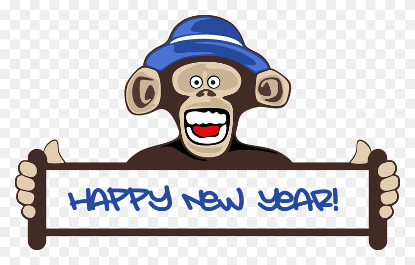 1280x784 Funny Monkey Monkey New Year 2019, Text, Performer, Label Descargar Hd Png