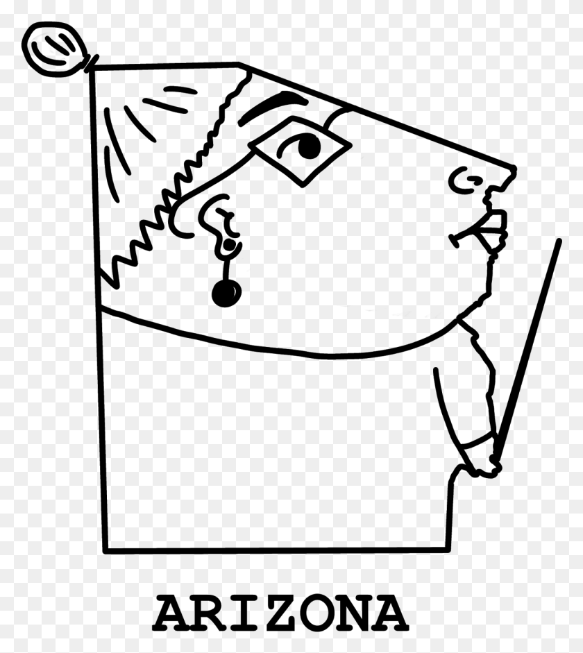 1258x1421 Funny Outline Map Of Arizona Line Art, Gray, World Of Warcraft HD PNG Download