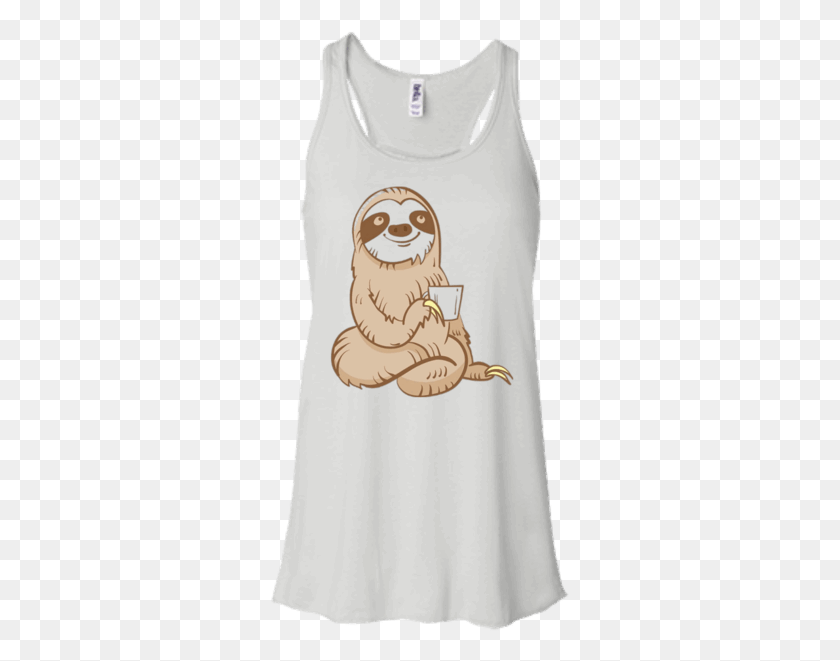 299x601 Funny Sloth And Coffee Tee Shirt Shirt, Clothing, Apparel, Mammal HD PNG Download