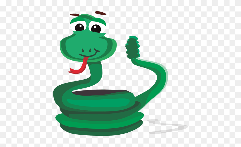 512x512 Funny Snake Cartoon Character, Green, Animal PNG