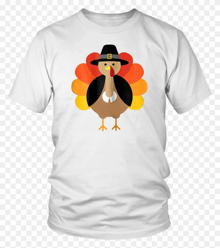 902x1025 Funny Turkey Cartoon With Pretty Tail Wearing Pilgrim Happy 50th Birthday T Shirt, Clothing, Apparel, T-shirt HD PNG Download
