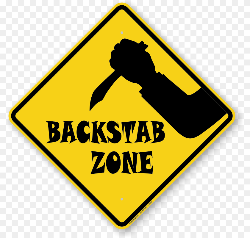 Funny Warning Signs Backstab, Sign, Symbol, Road Sign, Disk Transparent PNG