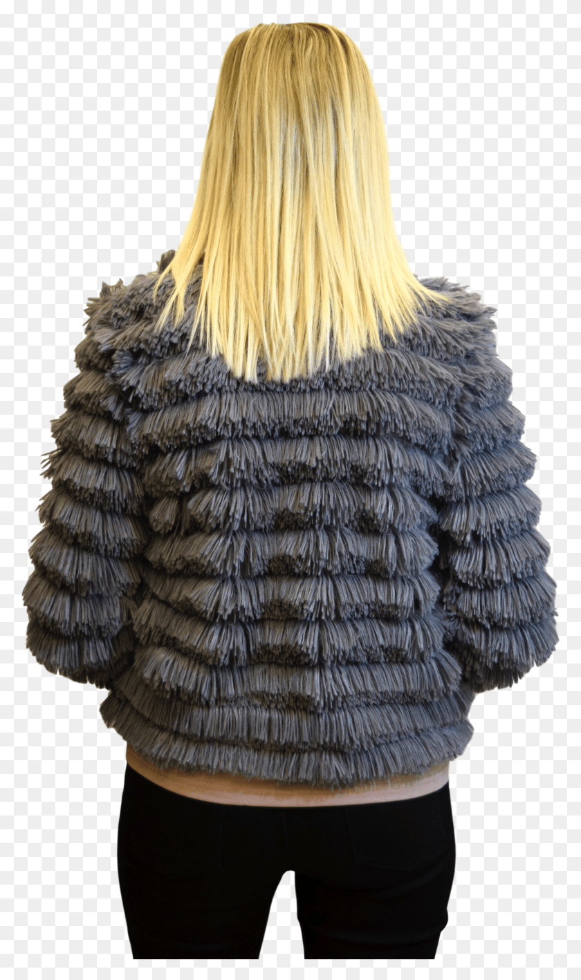 1988x3463 Fur Coat Grey Image Sweater HD PNG Download