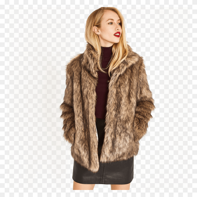 2000x2000 Fur Jacket Picture Faux Fur Coat Natural, Clothing, Apparel, Person HD PNG Download