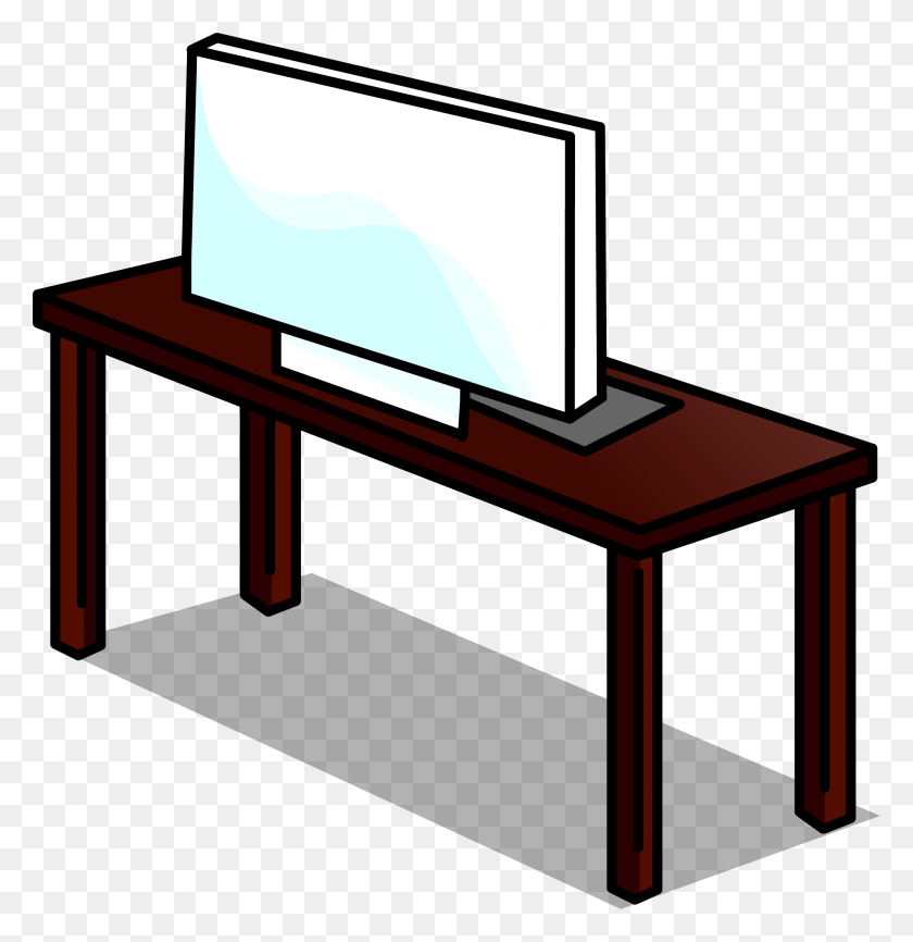 1999x2068 Furniture Clipart Computer Desk Desk Sprite, Table, Lcd Screen, Monitor HD PNG Download