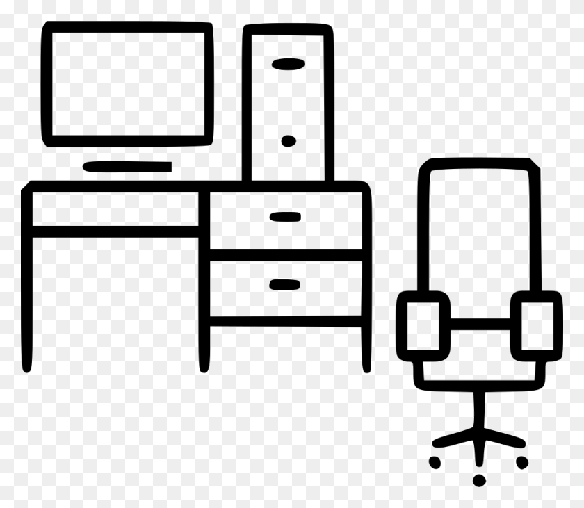 980x844 Furniture Clipart Computer Desk Office Furniture Clip Art, Chair, Table, Drawer HD PNG Download