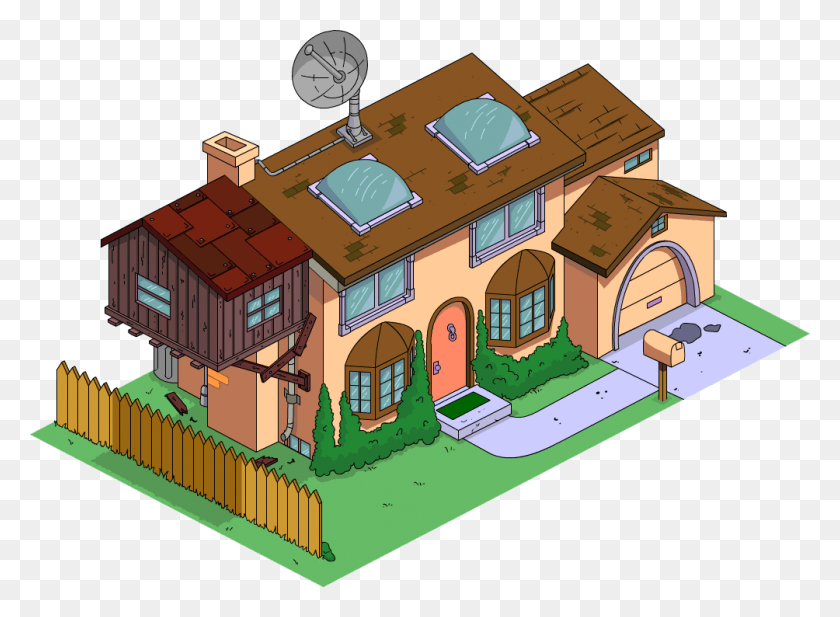 1004x717 Future Simpson S The Simpsons Tapped Out Simpsons House Tapped Out, Building, Housing, Neighborhood HD PNG Download