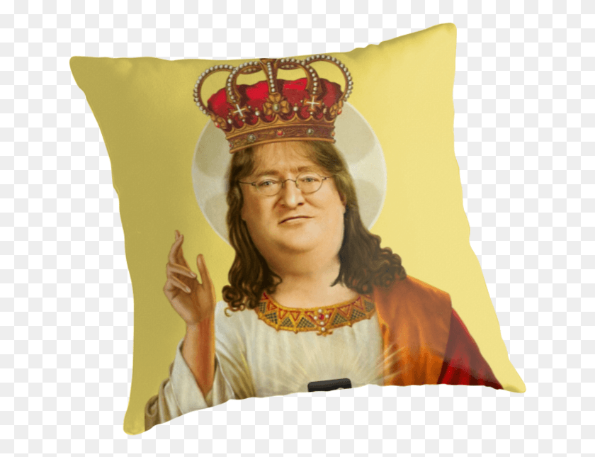 649x585 Gabe Newell Pillow Jesus Gabe, Cushion, Person, Human HD PNG Download