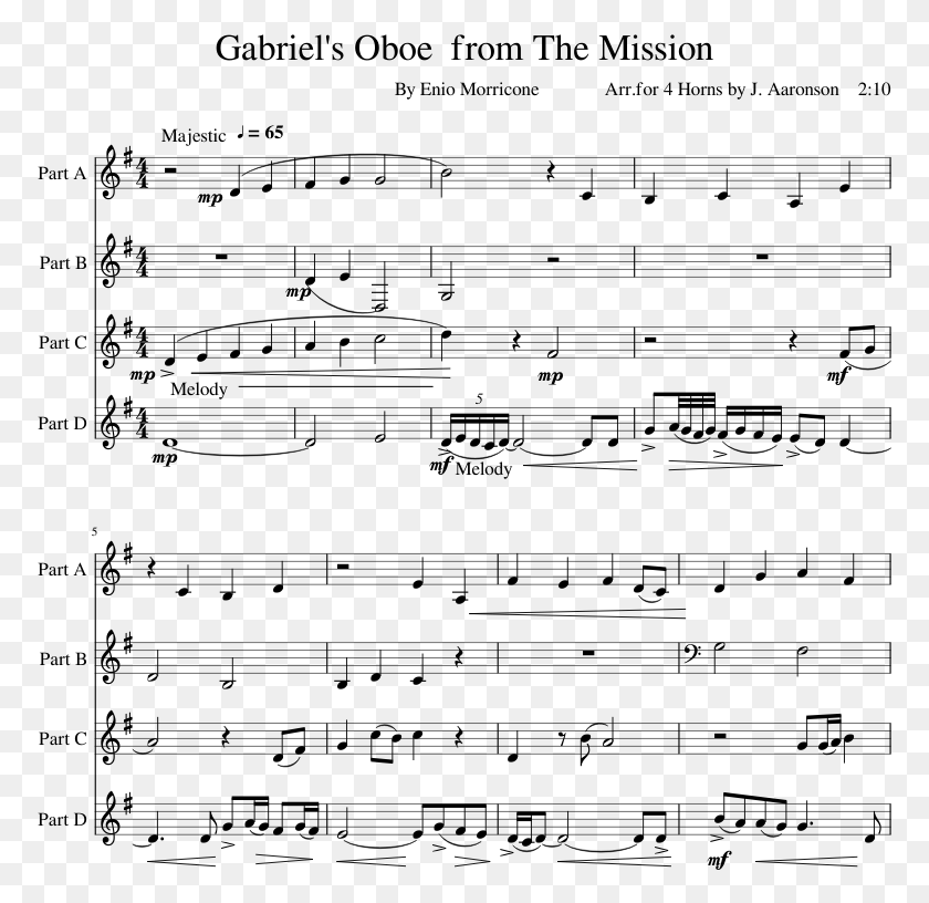 773x756 Gabriel S Oboe From The Mission Sheet Music Composed Back Pocket Sax Solo, Gray, World Of Warcraft HD PNG Download