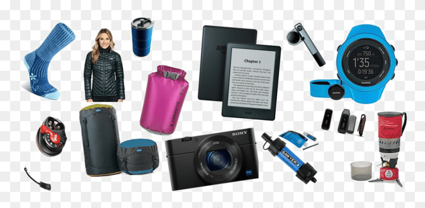 1000x452 Gadgets Pic Hiking Gadgets, Camera, Electronics, Person HD PNG Download