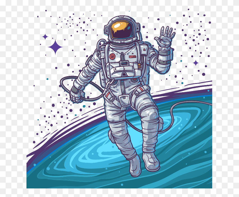 653x630 Galaxy Astronaut Sky Boy Stars Floating Ftestickers Cool Space Man, Person, Human, Helmet HD PNG Download
