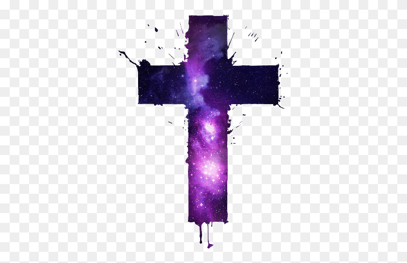 351x483 Galaxy Cross Galaxycross Religion Purple Purpleblue Galaxy Cross, Symbol, Flare, Light HD PNG Download