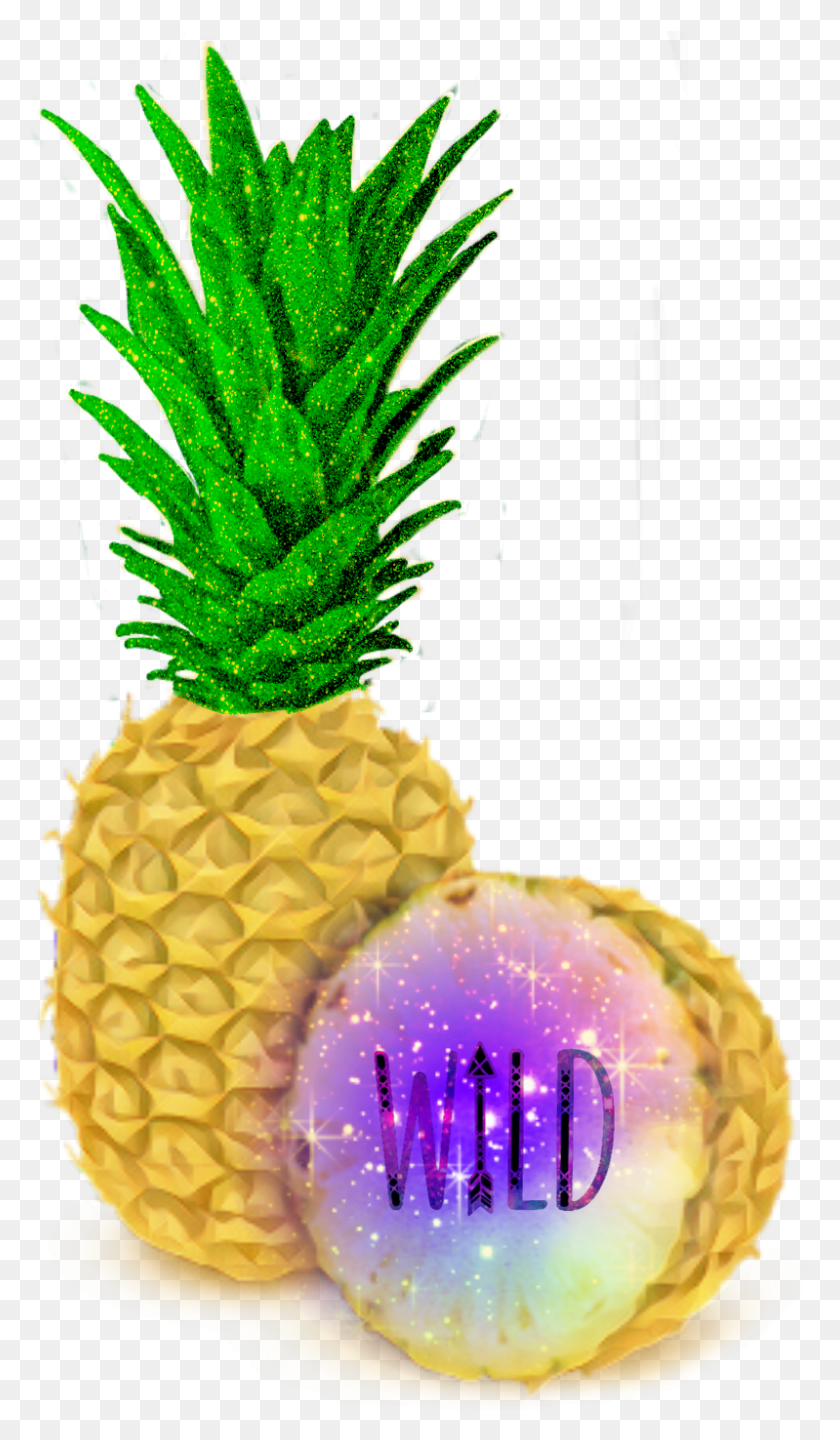 799x1414 Galaxy Pineapple Wild Glitter Gold Sticker Freetoedit Ananas Comosus, Plant, Fruit, Food HD PNG Download