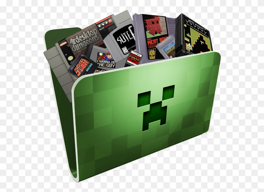 569x551 Значок Папки С Игрой Значок Папки С Играми Для Пк, Зеленый, Коробка, Minecraft Hd Png Скачать