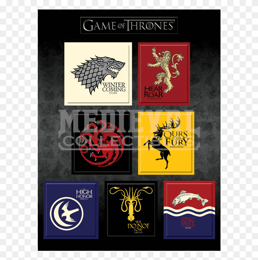596x788 Game Of Thrones House Sigil Magnet Set Seven Noble Families Of Game Of Thrones, Logo, Symbol, Trademark HD PNG Download