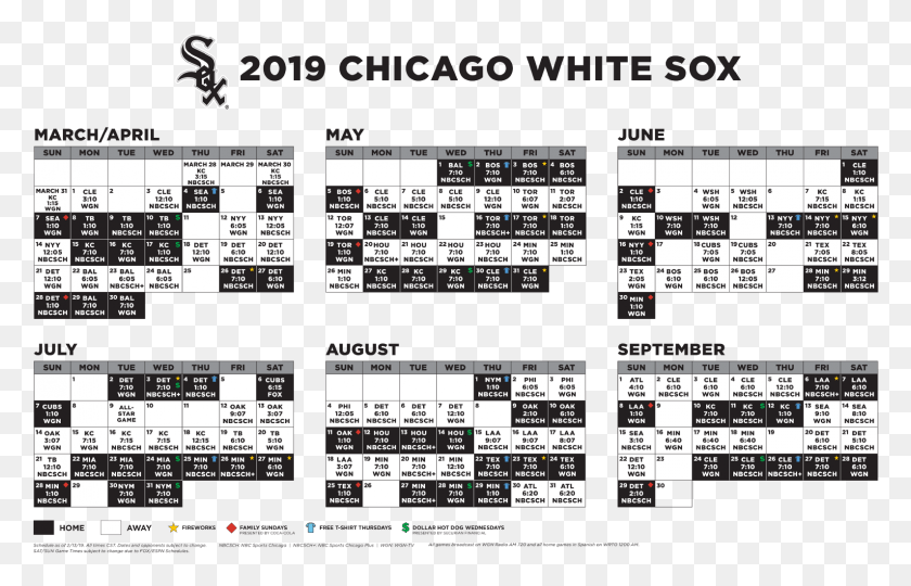 1590x980 Game Times And Television Networks Are Subject To Change Chicago White Sox 2019 Schedule, Text, Calendar, Menu HD PNG Download