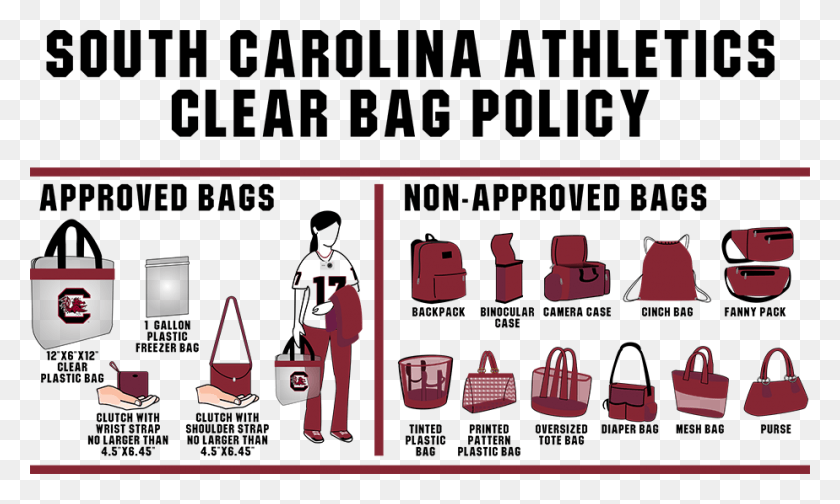 924x527 Gamecock Athleticsverified Account South Carolina Clear Bag Policy, Text, Label, Weapon HD PNG Download