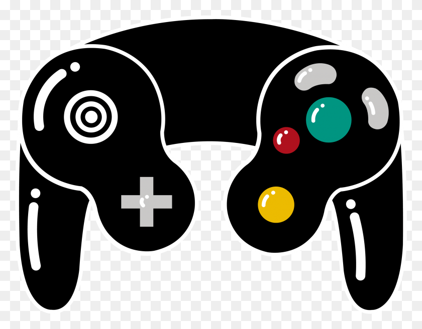 2579x1973 Gamecube Controller Black, Stencil, Text, Electronics HD PNG Download
