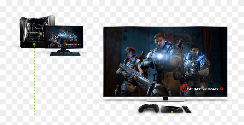 1202x573 Gamestream Gives You The Power To Access Your Favorite Gears Of War 5 Concepts, Person, Human, Monitor HD PNG Download