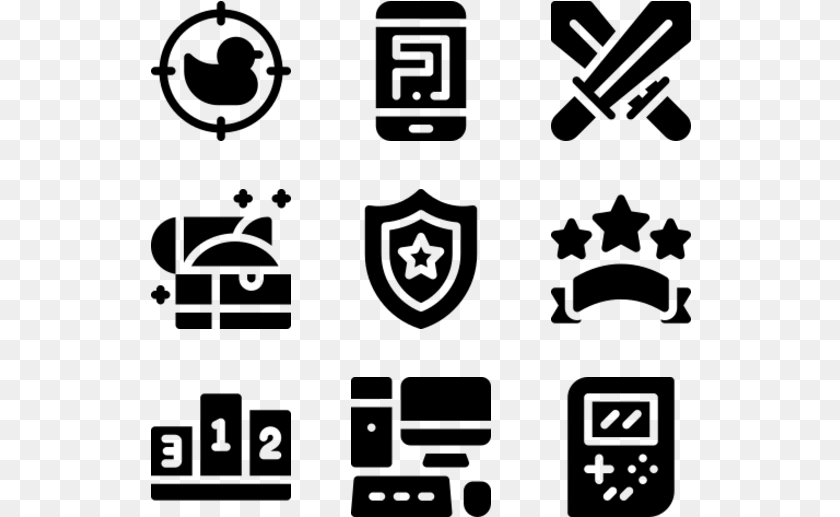 Gaming Bed And Breakfast Icons, Gray Sticker PNG