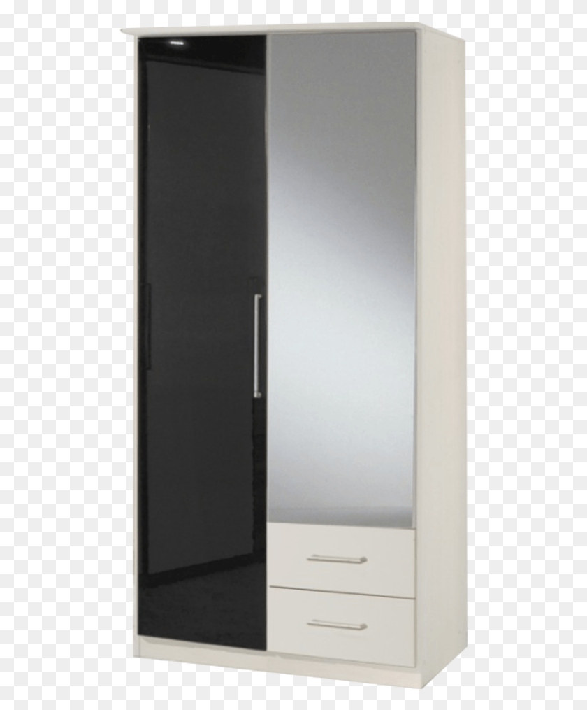 501x955 Gamma Black Amp White Gloss 2 Door 2 Drawer Wardrobe, Furniture, Cabinet, Mirror HD PNG Download