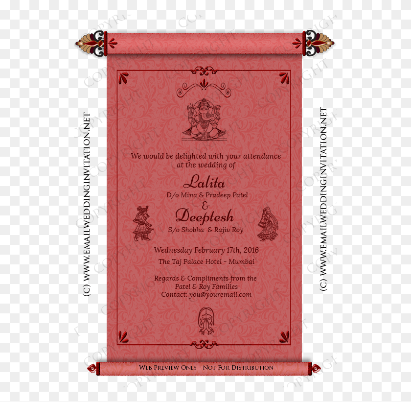 536x761 Ganesh Clipart Ecard Marriage Invitation Indian, Text, Label, Document HD PNG Download