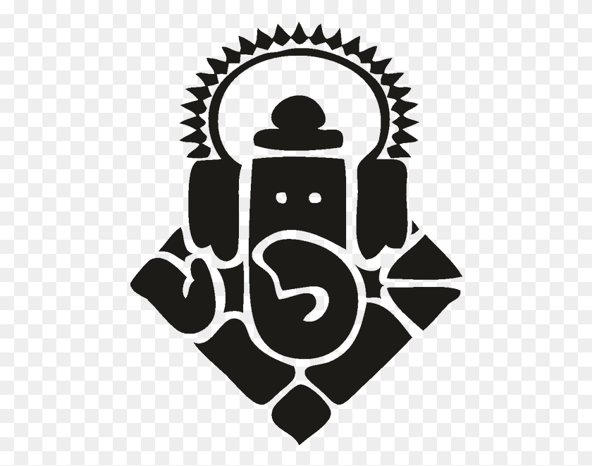 472x601 Ganesha Royaltyfree Symbol Black And White Logo Icon Halal, Stencil HD PNG Download