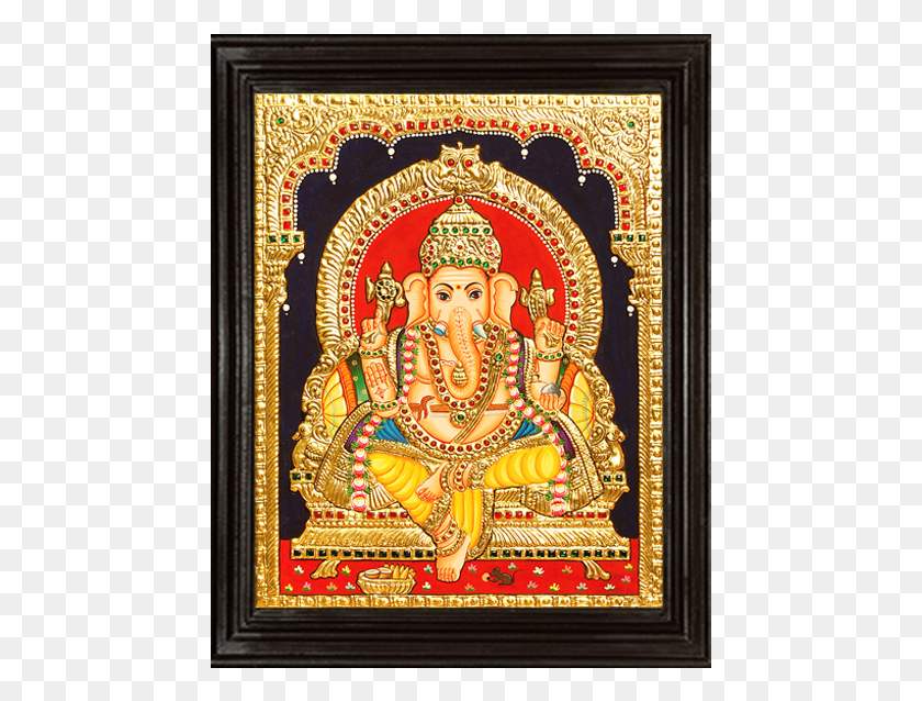 457x578 Ganesha Tanjore Painting Designs, Worship, Rug HD PNG Download