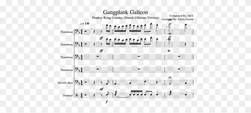 460x321 Gangplank Galleon Trombone Sheet Music Solo, Gray, World Of Warcraft HD PNG Download