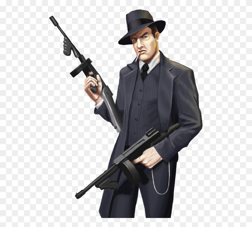 513x696 Gangster Tommy Gun, Person, Human, Hat HD PNG Download
