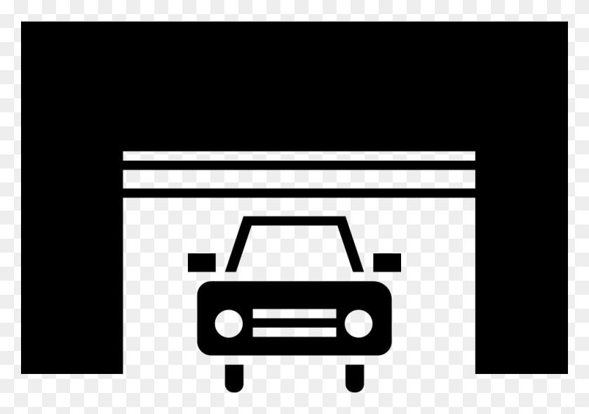 980x666 Garaje Con La Puerta Abierta Y Un Coche En El Interior Comentarios Desenho De Carro Na Garagem, Etiqueta, Texto, Vehículo Hd Png