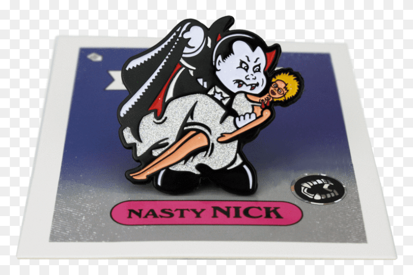 794x509 Garbage Pail Kids Nasty Nick Enamel Pin Cartoon, Label, Text, Person HD PNG Download