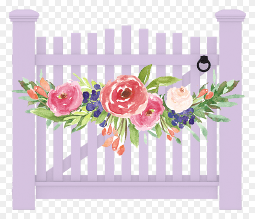 805x681 Garden By The Gate Floral Design, Fence, Pattern, Crib HD PNG Download