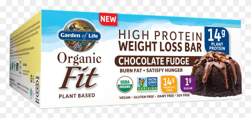 956x413 Garden Of Life Organic Fit Bar Chocolate Fudge Garden Of Life Weight Loss Bar, Label, Text, Advertisement HD PNG Download
