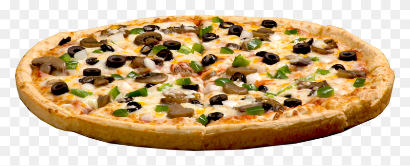 1164x420 Garden Pizza Black And Green Olive, Food, Meal, Culinary HD PNG Download