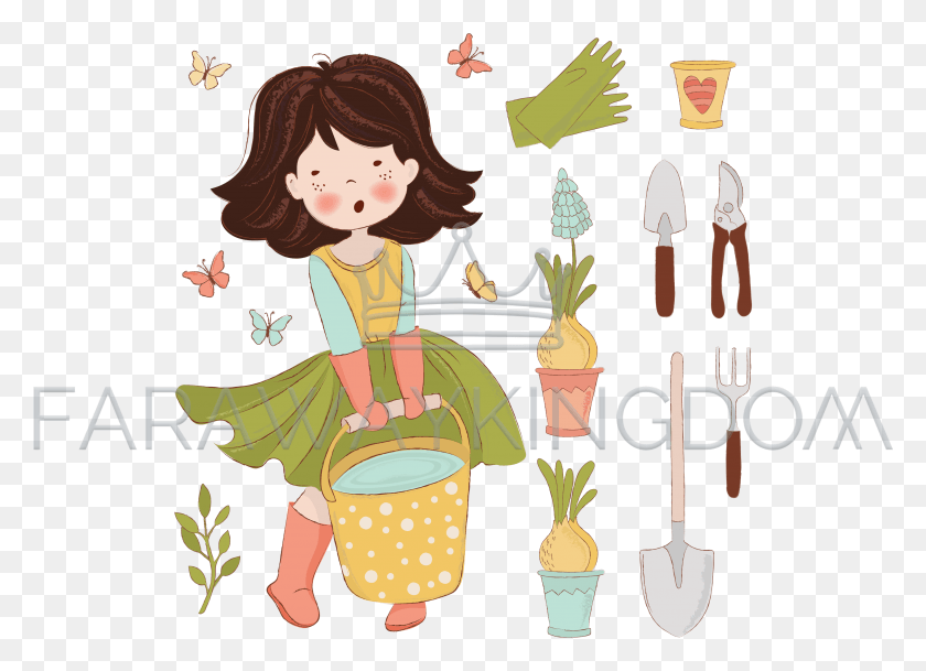 3506x2468 Garden Work Spring Season Care Detail Vector Illustration, Person, Human, Outdoors HD PNG Download