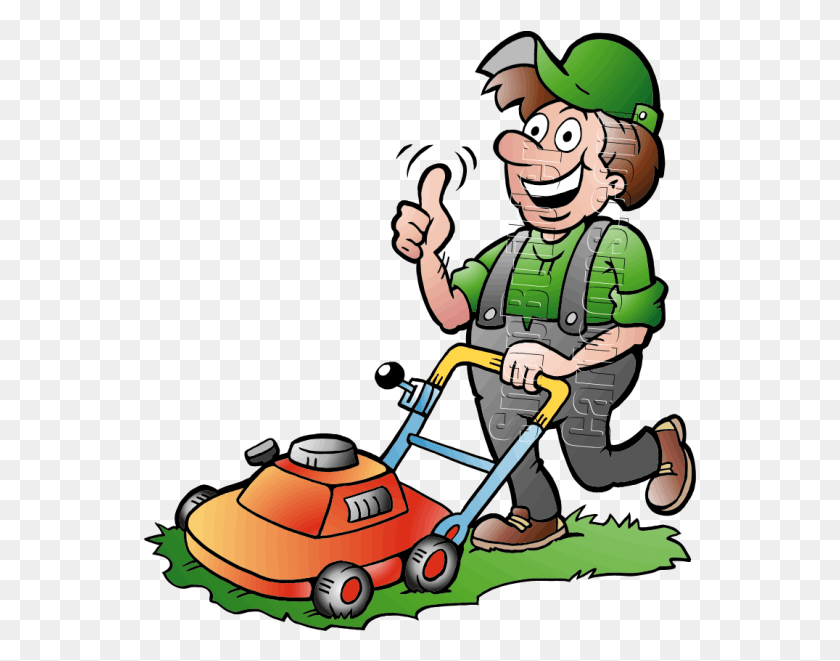 553x601 Gardener Handyman Using Push Mower Tondeuse A Gazon Dessin, Tool, Person, Human HD PNG Download
