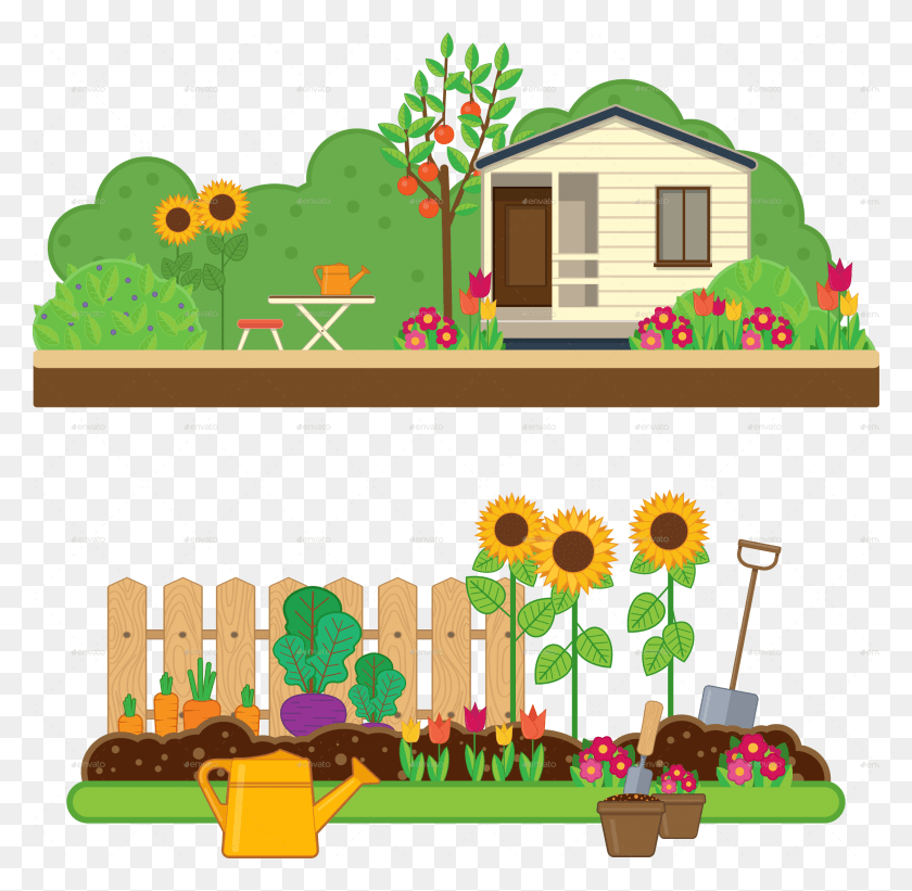 2254x2200 Gardening Set By Sabina S Garden Clipart, Housing, Building, Plant HD PNG Download