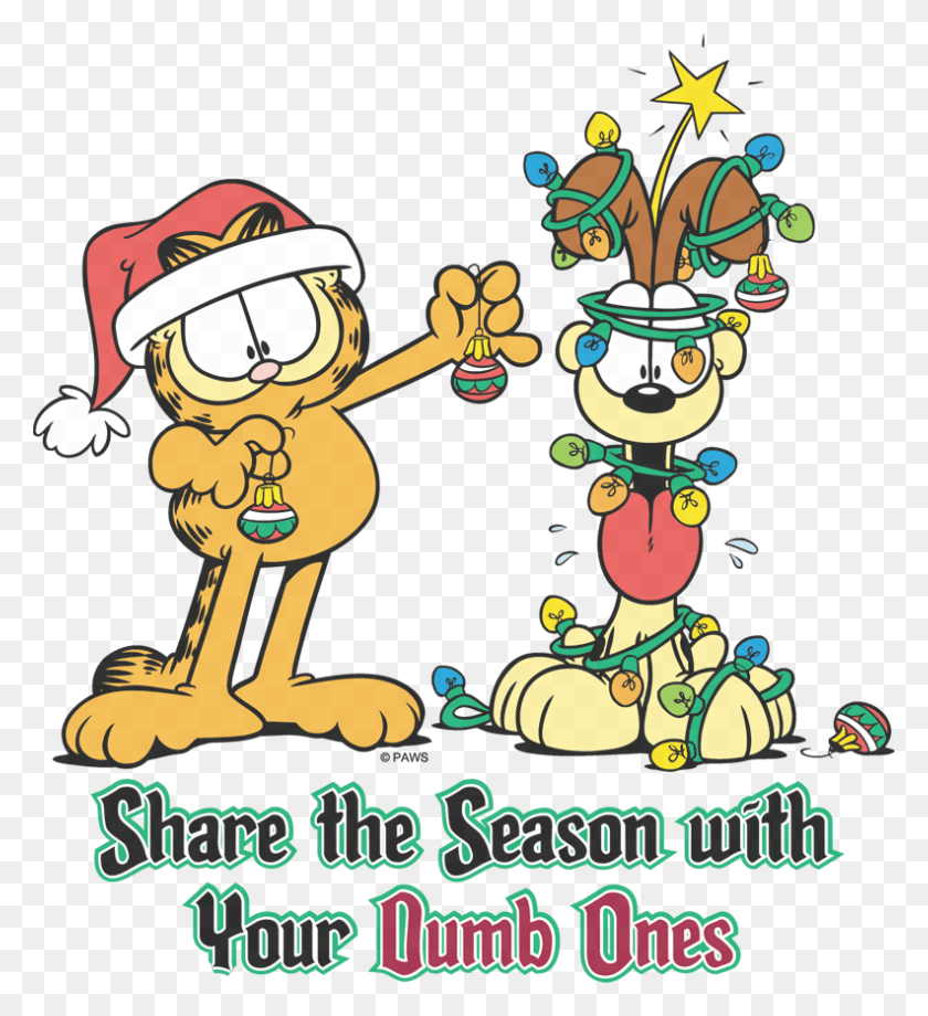 792x874 Garfield Share The Season Juniors T Shirt Garfield Christmas, Advertisement, Poster, Graphics HD PNG Download