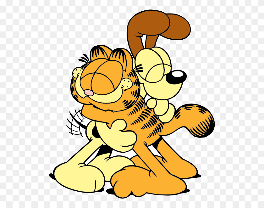 528x601 Garfield Asume Ciberacosadores Abrazo De Amigos Dibujos, Animal, Reptil, Juguete Hd Png