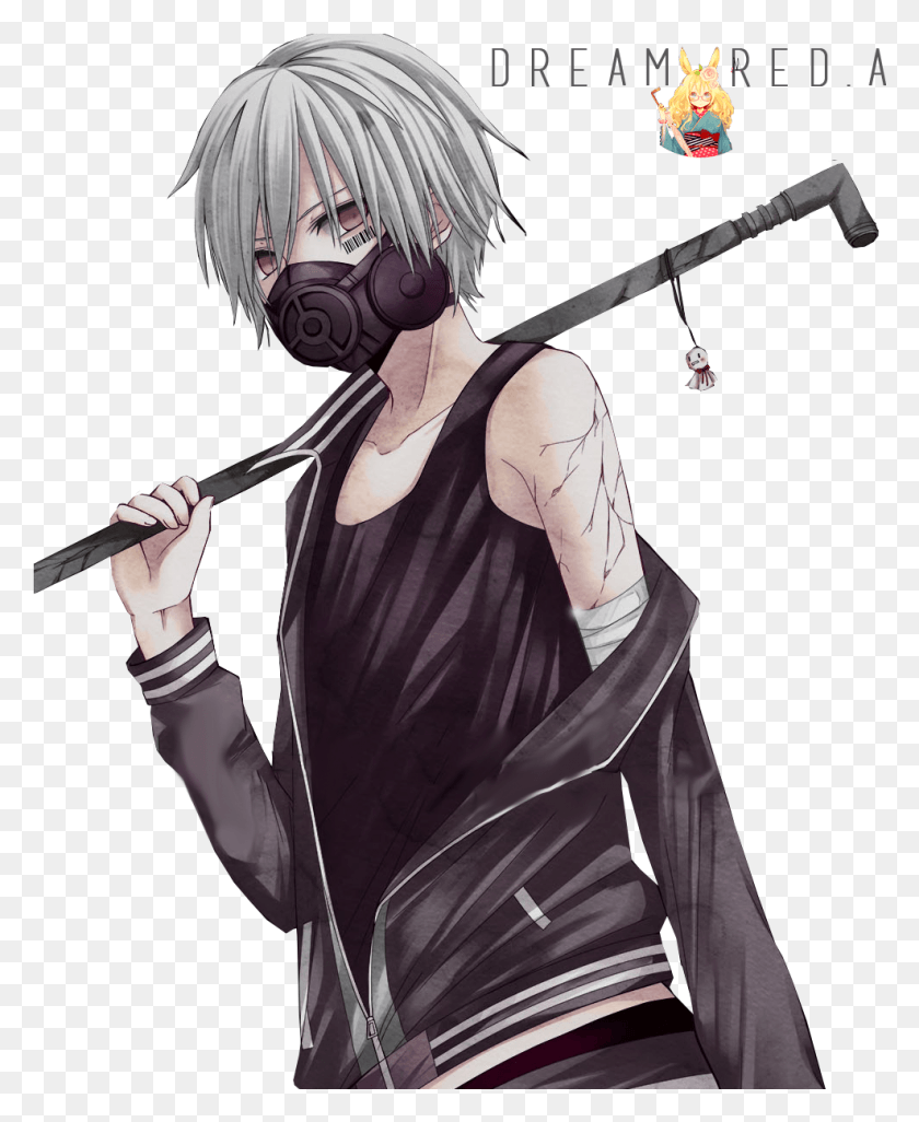 987x1223 Gas Masks Art Images Art Pictures Anime Render Mask, Person, Human, Manga HD PNG Download