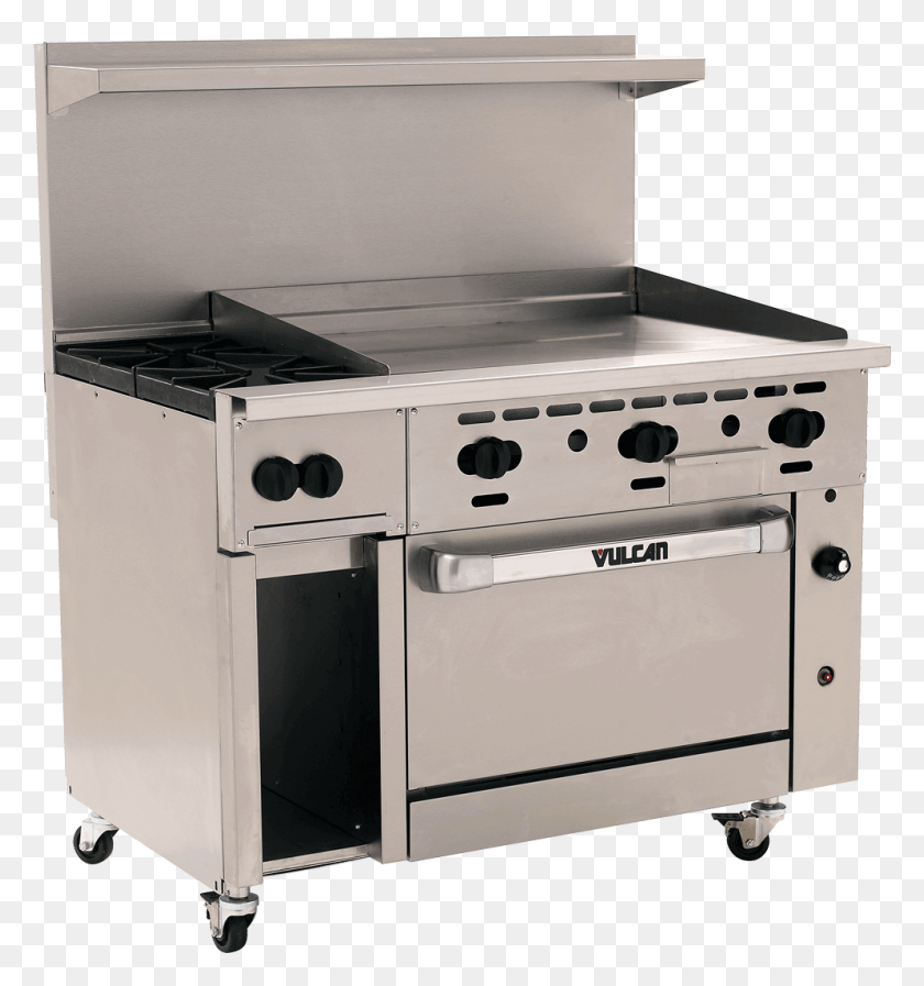 995x1068 Gas Range With Griddle And 2 Open Top Burners Wolf Commercial Range, Oven, Appliance, Stove HD PNG Download