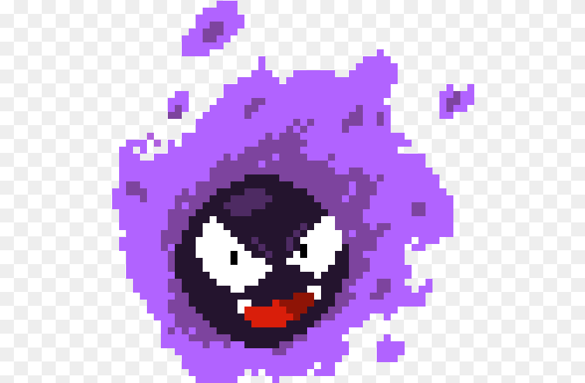 Gastly Gengar Pixel Art, Purple, Flower, Graphics, Plant Sticker PNG