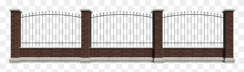 2077x505 Gate, Fence, Railing, Brick HD PNG Download