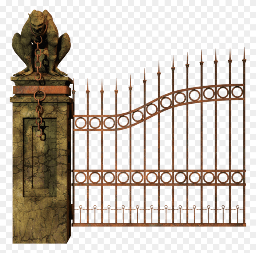 841x831 Descargar Png Gate Pic Cementerio Gate, Escultura, Estatua Hd Png