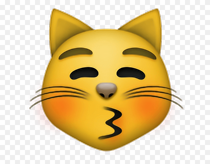 628x596 Gato Cat Emoji Emojisticker Sonrojado Clipart Free Kissing Cat Emoji, Mask, Head, Toy HD PNG Download