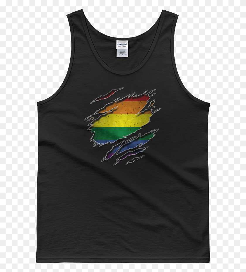 598x869 Gay Flag Ripped Chest Active Tank, Clothing, Apparel, Bird HD PNG Download