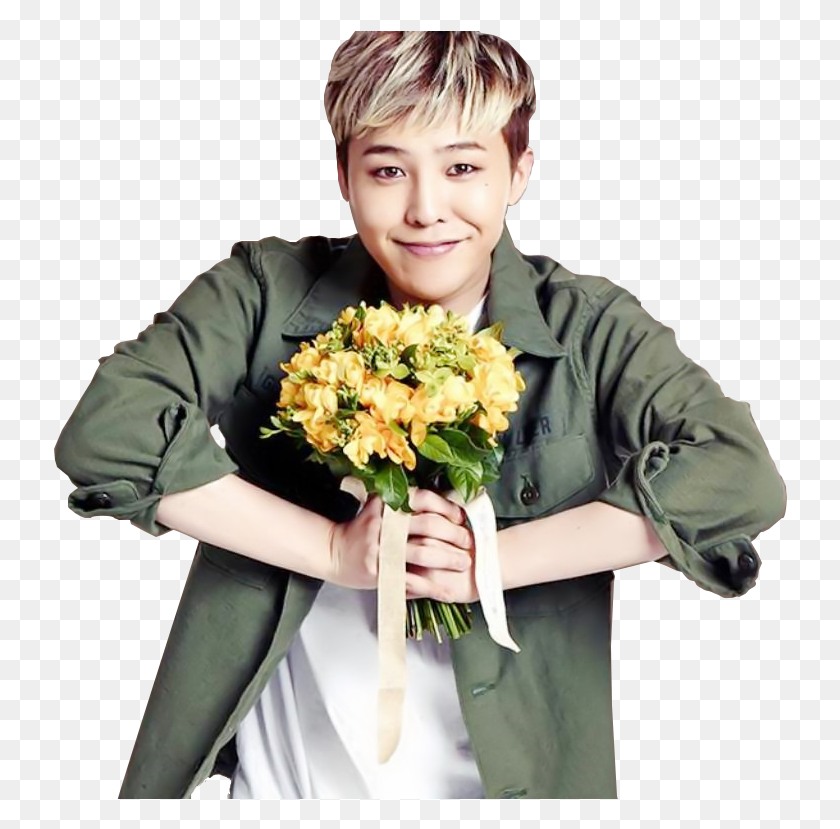 734x769 Descargar Pnggd Bigbang Bigbang G Dragon Daesung G Dragon Top G Dragon With Flower, Persona, Planta Hd Png