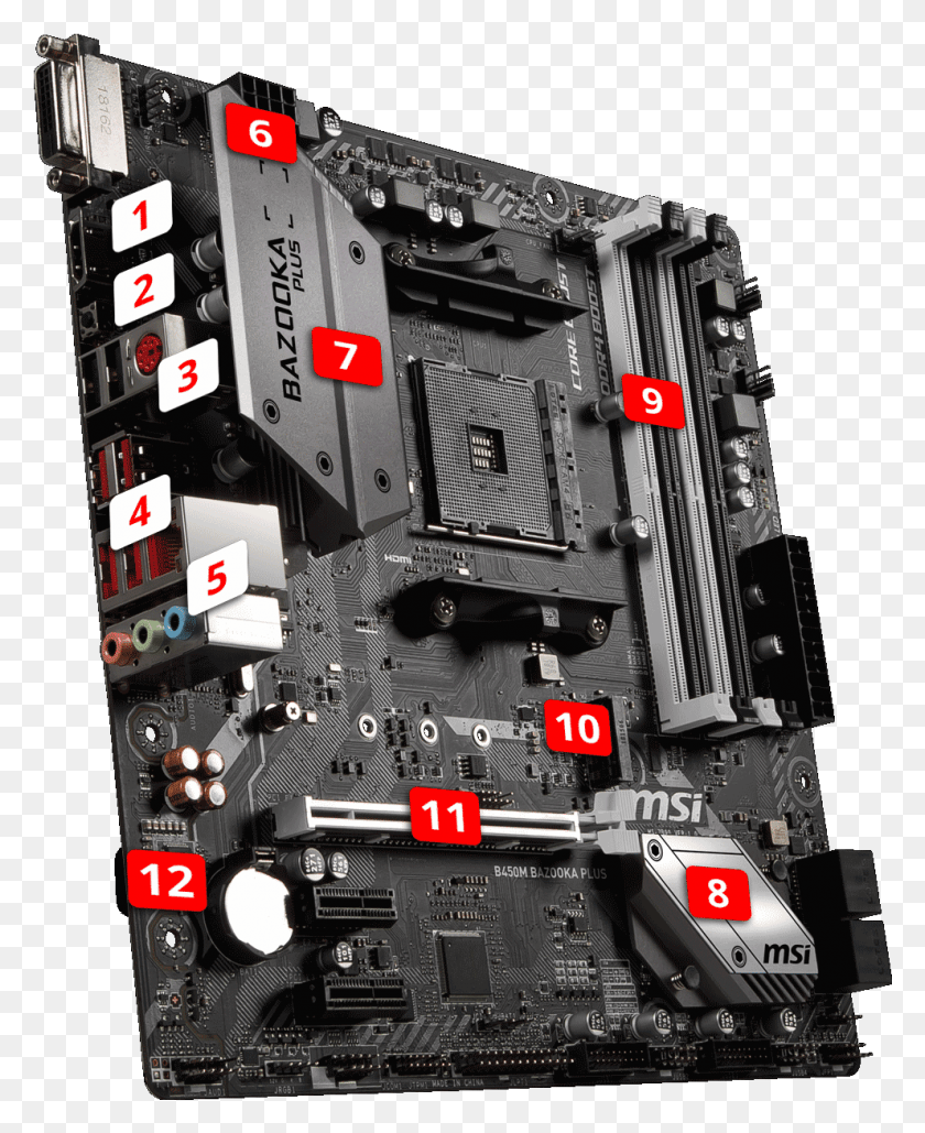 990x1230 Geared Up For Battle Msi B450m Bazooka Plus Micro Atx Am4 Motherboard, Electronics, Computer, Hardware HD PNG Download