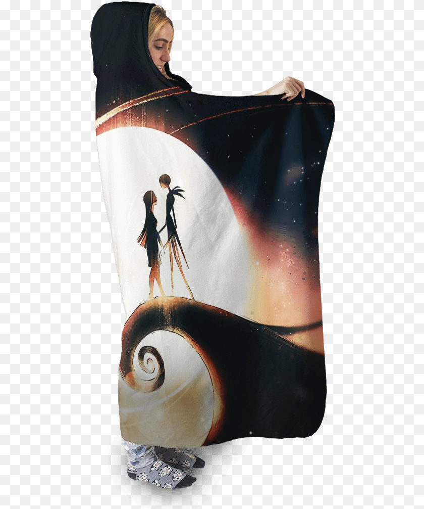 488x1007 Gearhuman 3d Nightmare Before Christmas Jack And Sally Blanket, Adult, Person, Woman, Female PNG